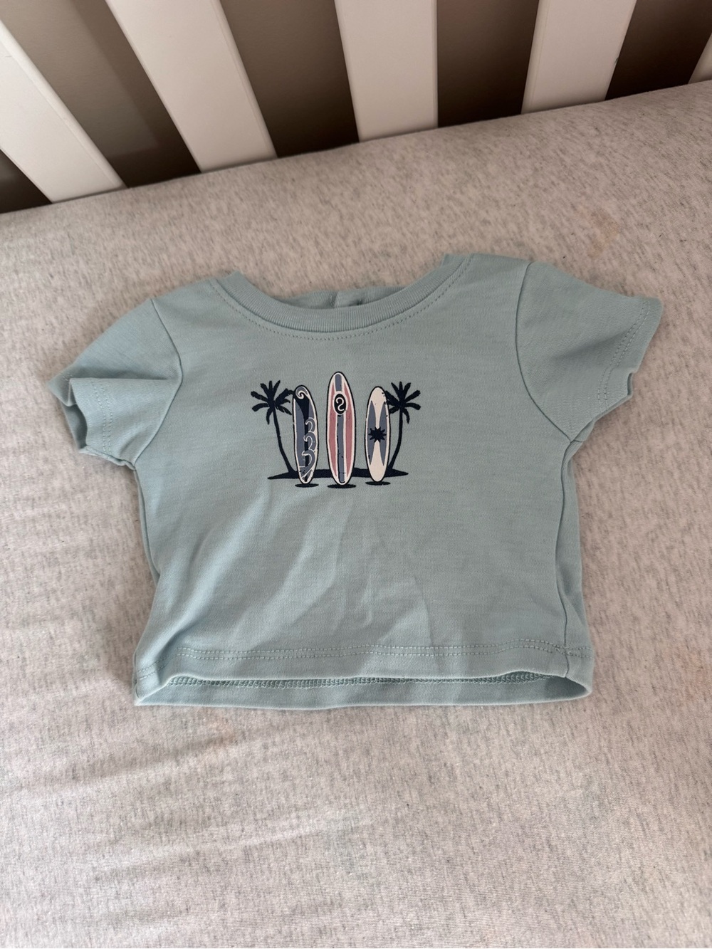 Nicole Miller Light Blue Surfboard Graphic Tee